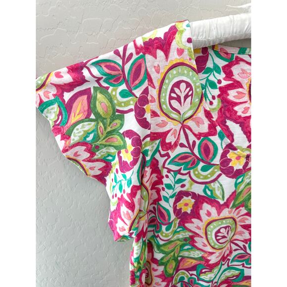 SOFT SURROUNDINGS | Floral Paisley V-Neck Flutter Sleeve Elana Tunic | Large - Picture 4 of 7